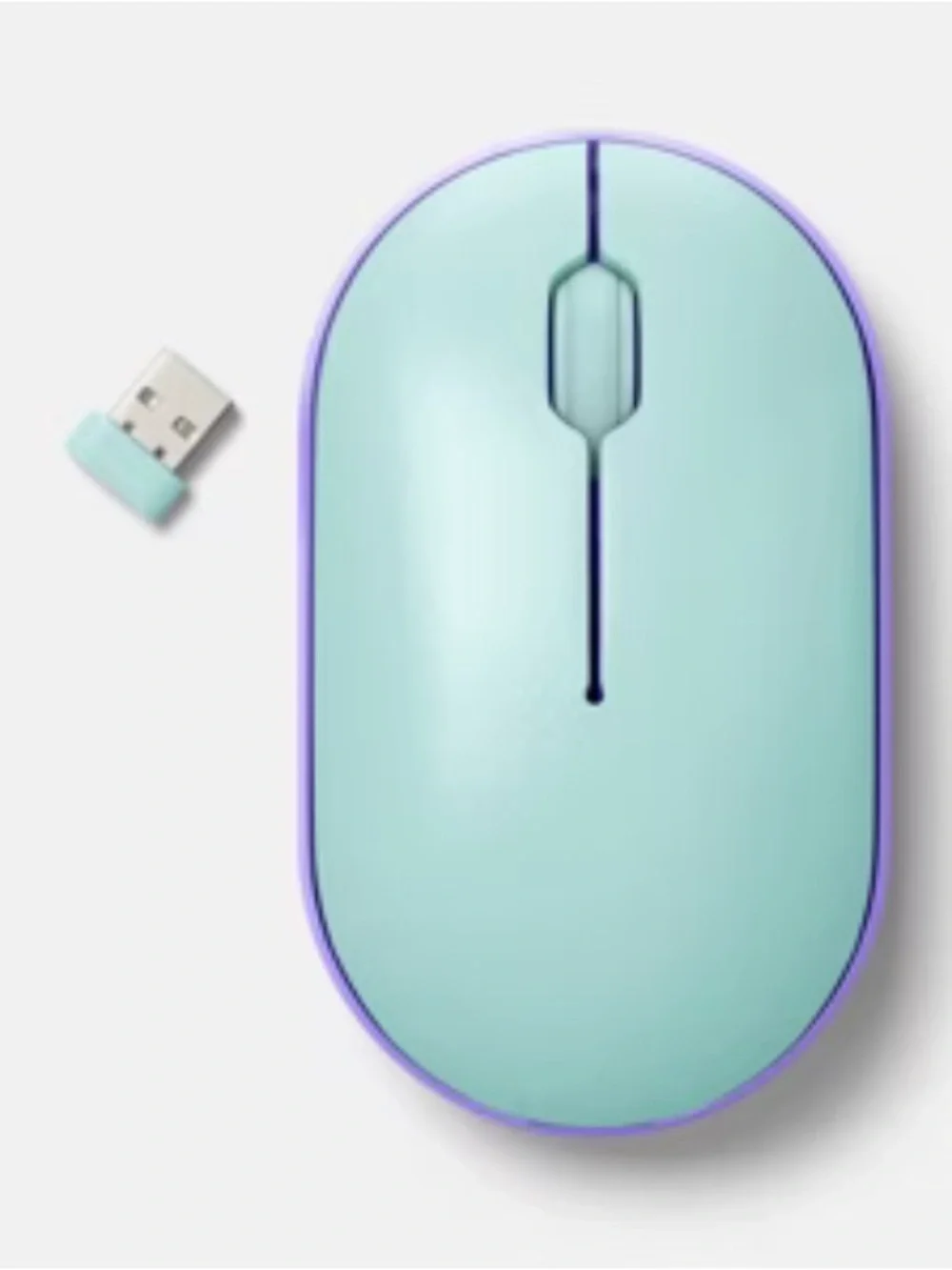 heyday Compact Wireless Mouse - Mint Teal with Purple Trim